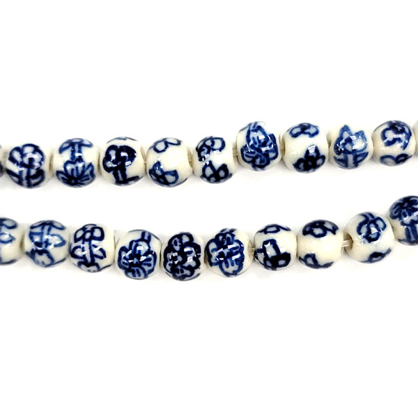 PORCELAIN ROUND 06MM WHITE AND BLUE